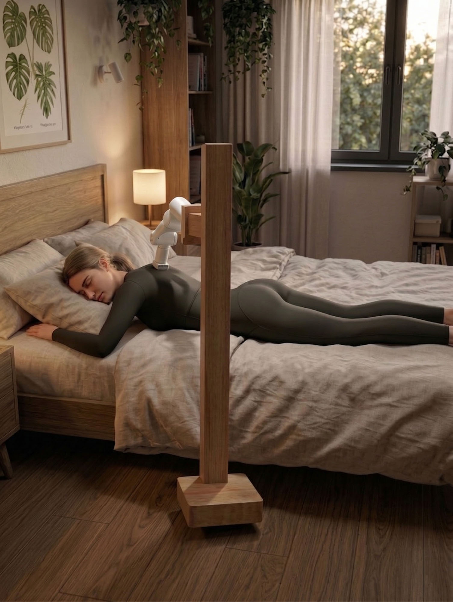 A woman using Melo for an at-home massage routine.