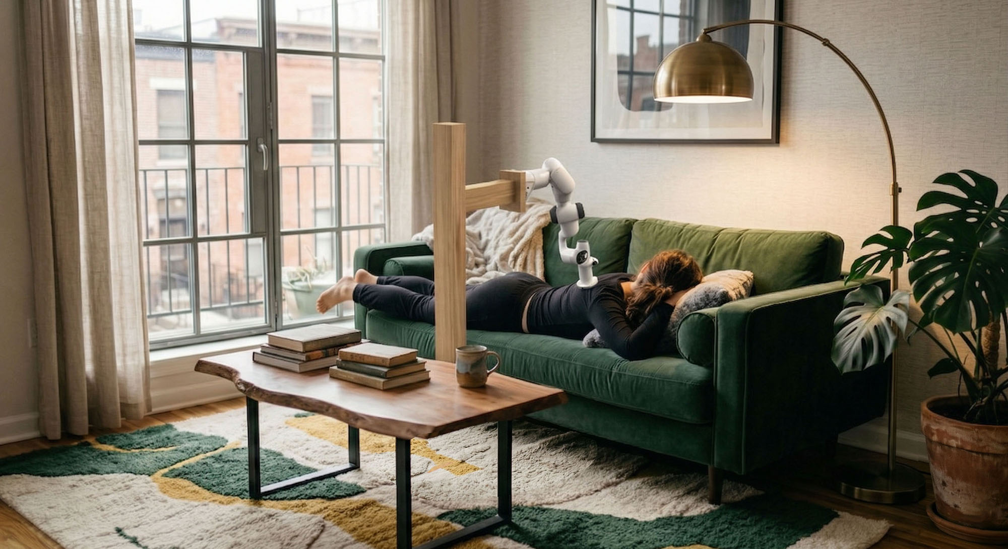 A woman in a home setup using Melo.